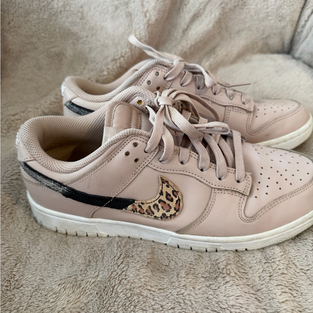 Nike Women's Beige Sneakers with Leopard Detail